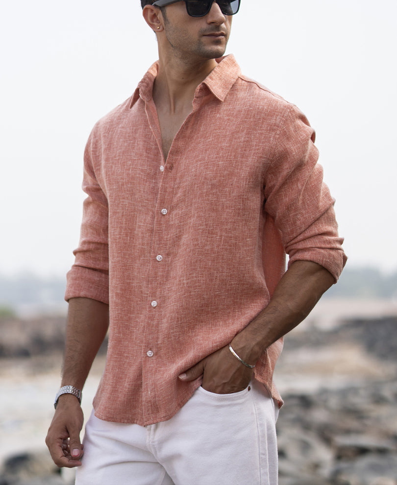 Peach Structured Shirt.
