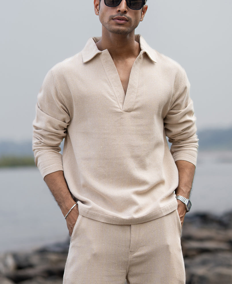 Beige Structured Cord Set.