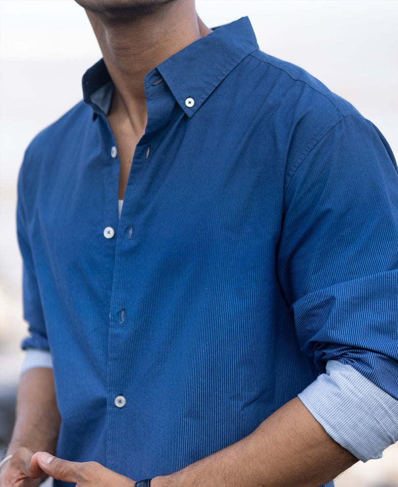 Dark Blue Ombre Stripe Shirt.
