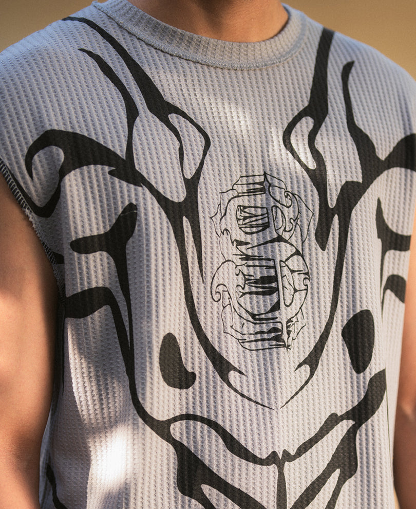 Grey Graphic Print Vest.