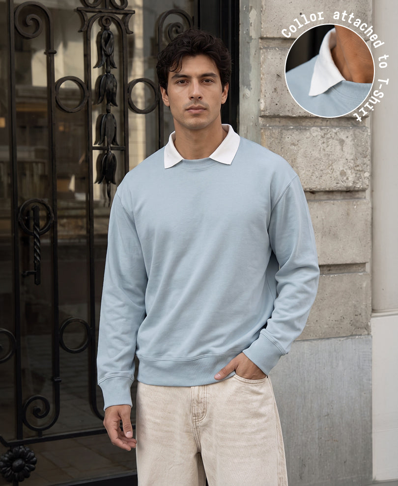 Grey Sky Contrast Collar Shirt