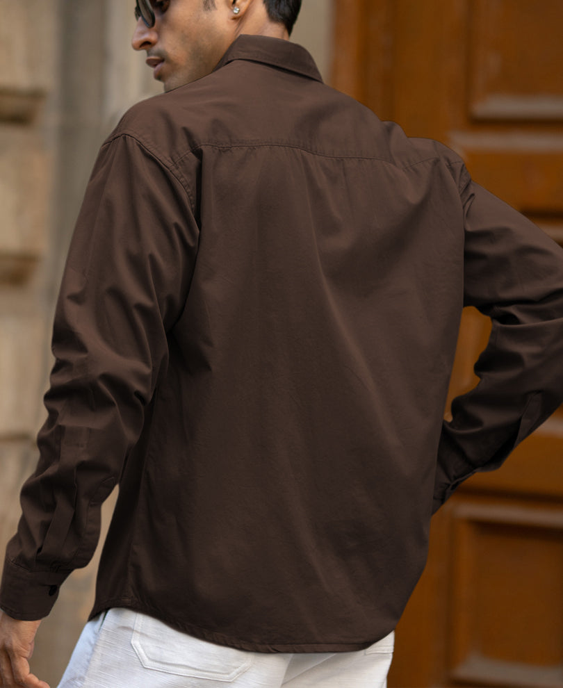 Dark Brown Double Pockets Lightweight Shirt.