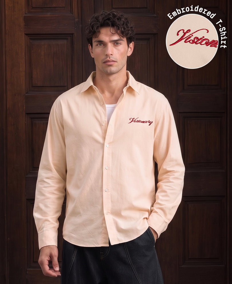 Light Peach Embroidered Shirt