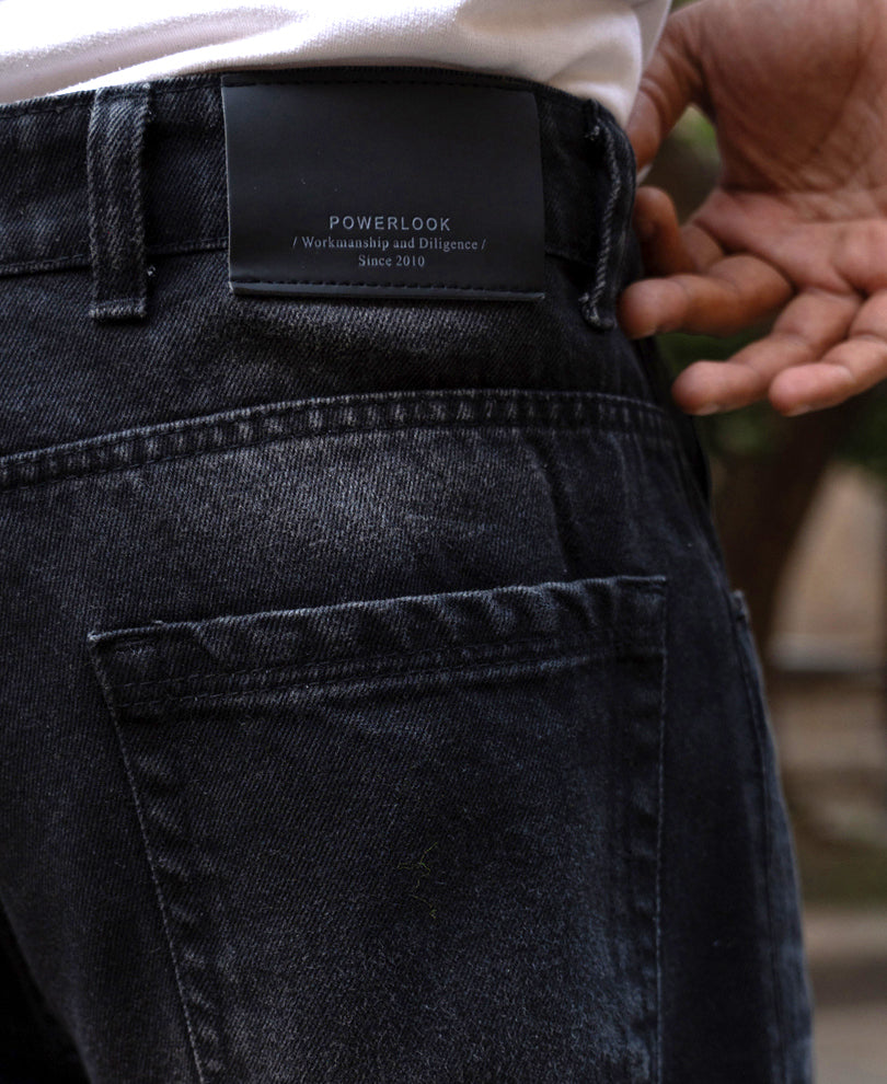 Black Washed Cargo Jeans.