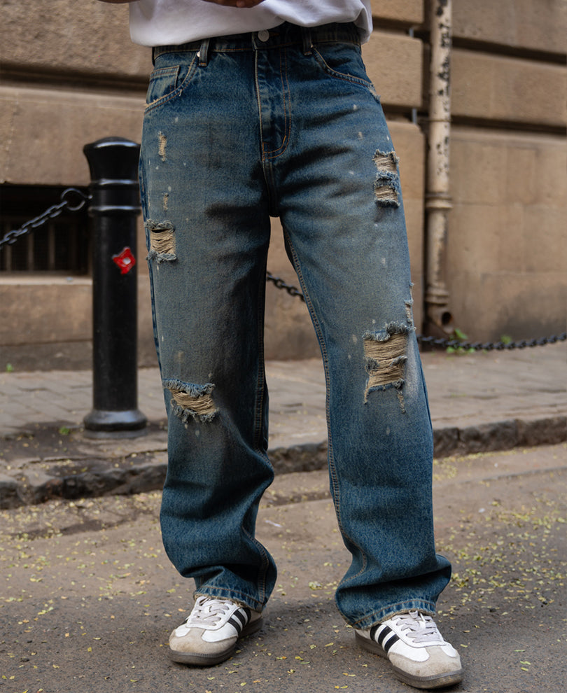 Vintage Blue Distressed Jeans