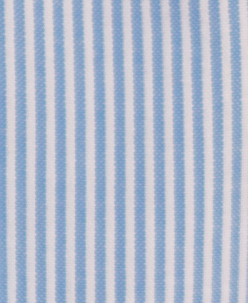 Blue Stripe Contrast Collar Zipper Shirt