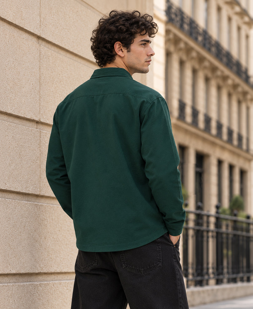 Pine Green Structured Kurta Shirt