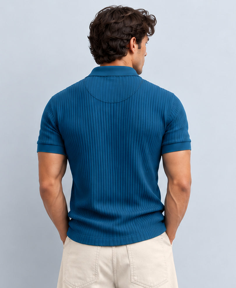 Royal Blue Self Stripe T-Shirt