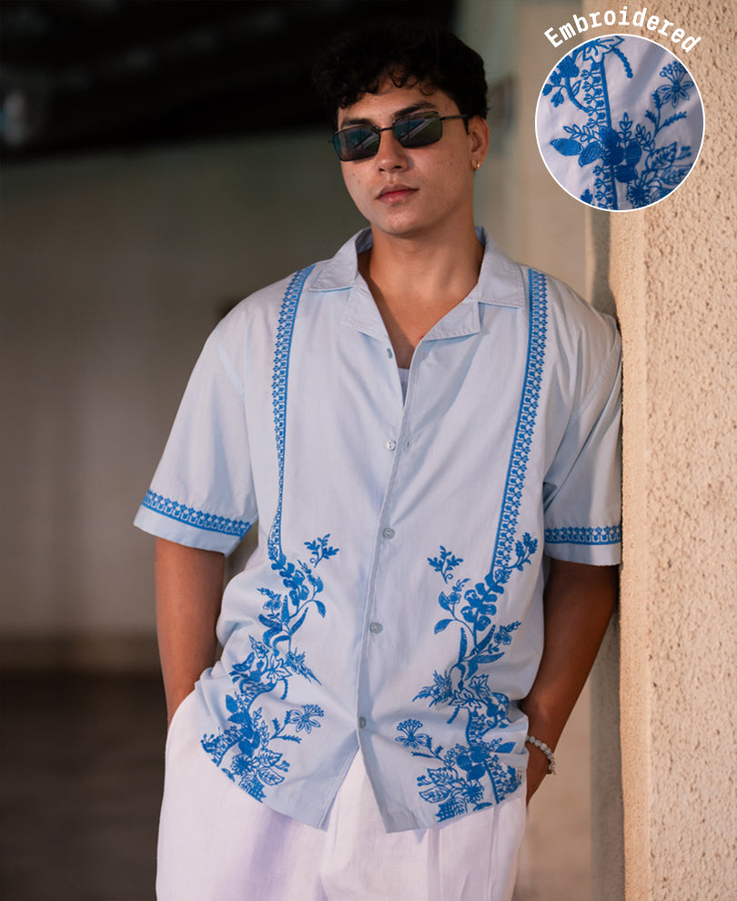 Light Blue Embroidered Shirt