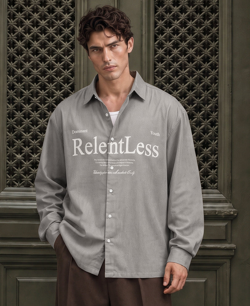 Grey Structured Printed Shirt