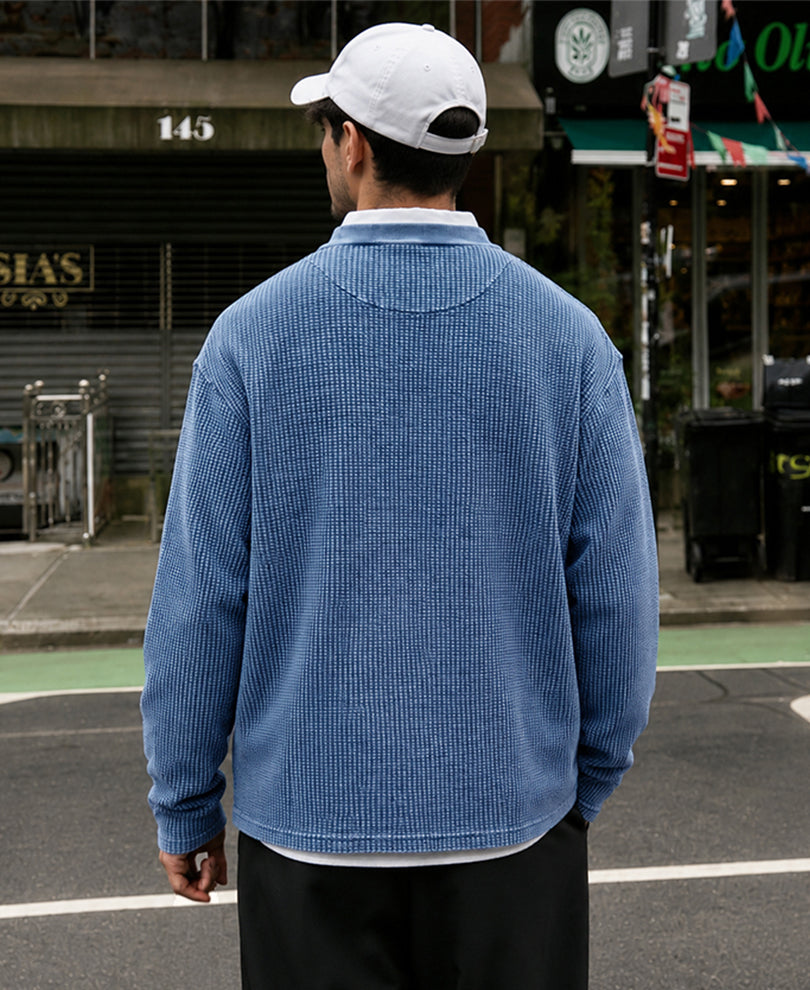Blue Washed Structured T-Shirt 100% Cotton