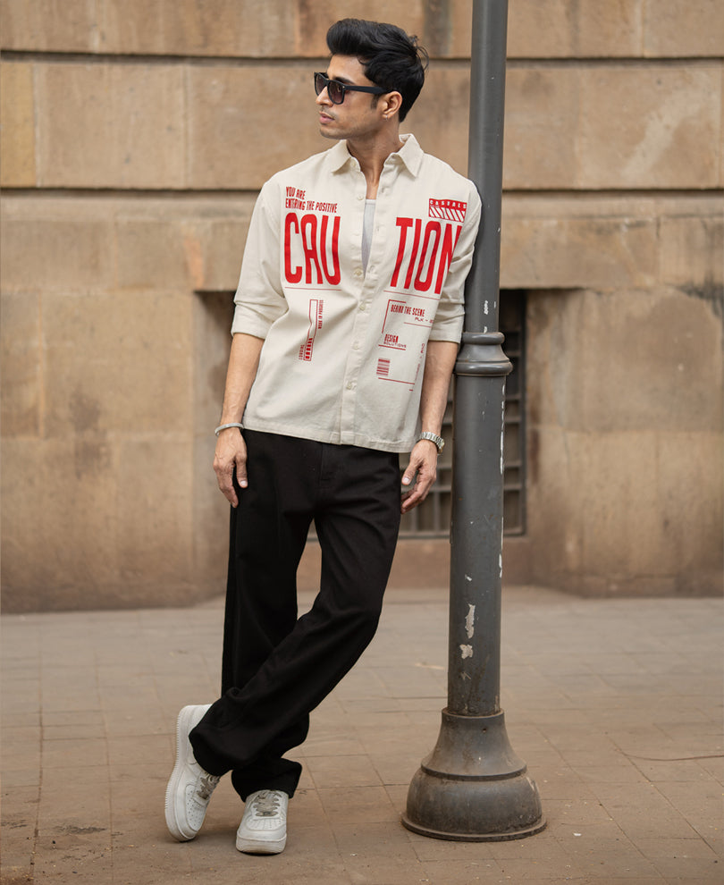 Off-White Graphic Twill Shirt 100% Cotton