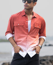 Orange Rust Ombre Pocket Shirt.