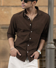 Coffee Brown Oxford Shirt.