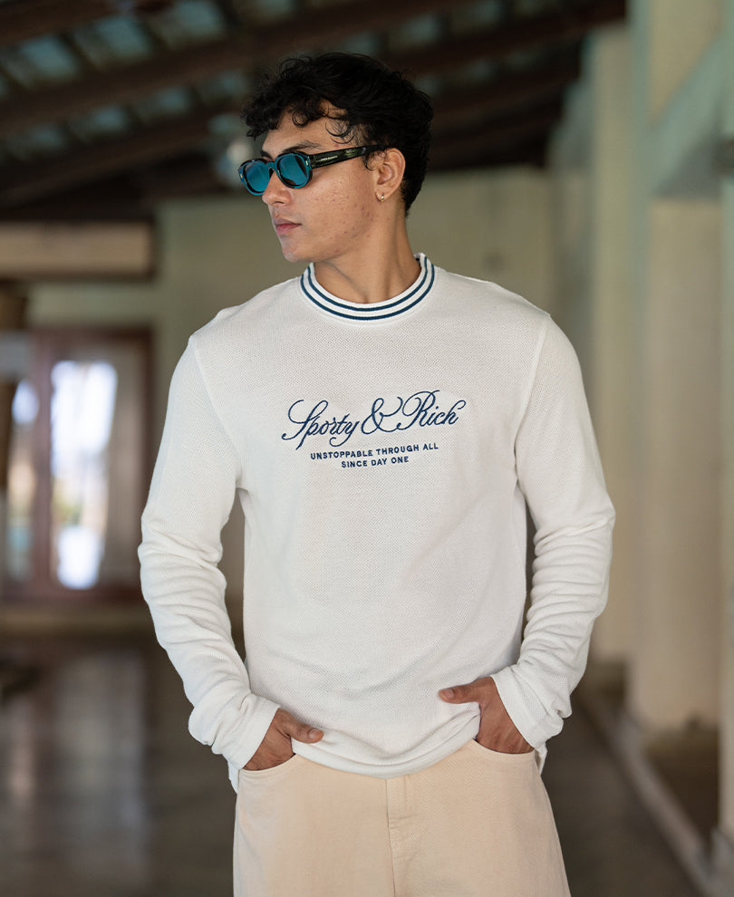 White Structured Embroidered T-Shirt