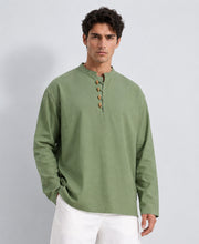 Mint Linen Blend Kurta Shirt