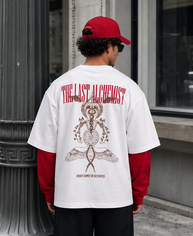 White Printed Doctor Sleeve T-Shirt 100% Cotton