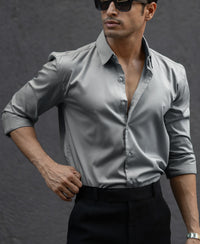 Grey Melange Stretch Shirt