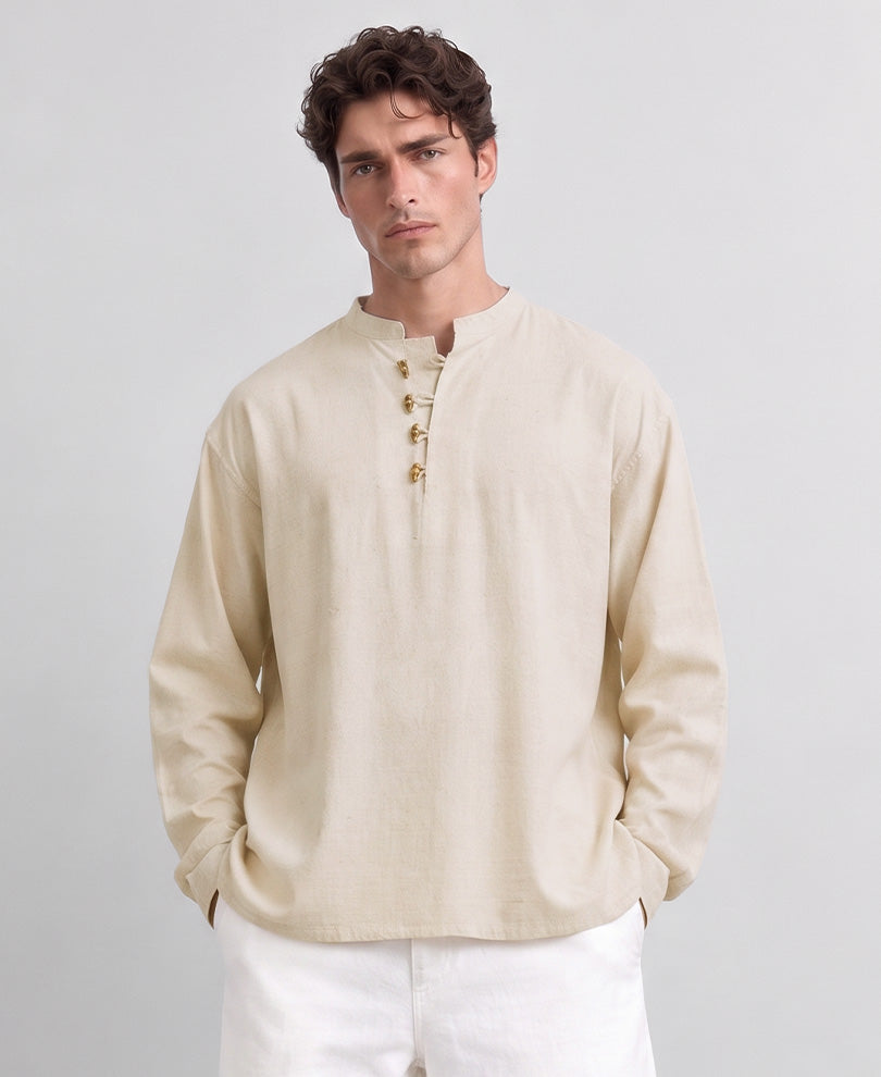 Natural Linen Blend Kurta Shirt