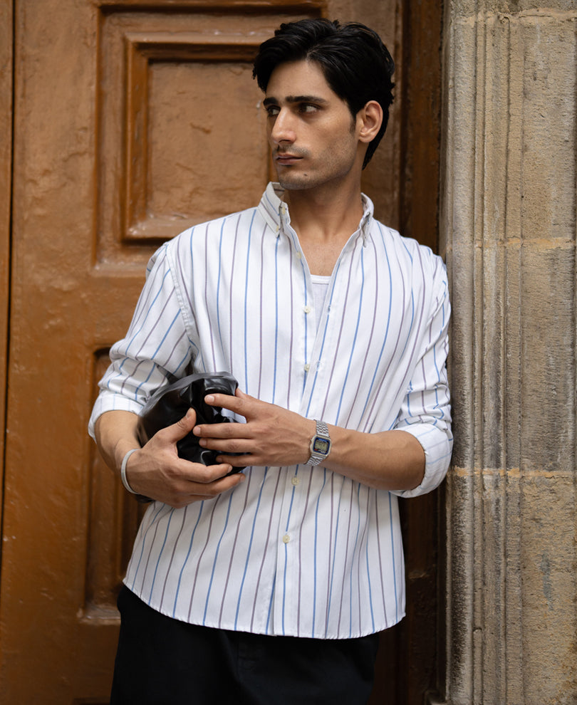White Oxford Stripe Buttondown Shirt