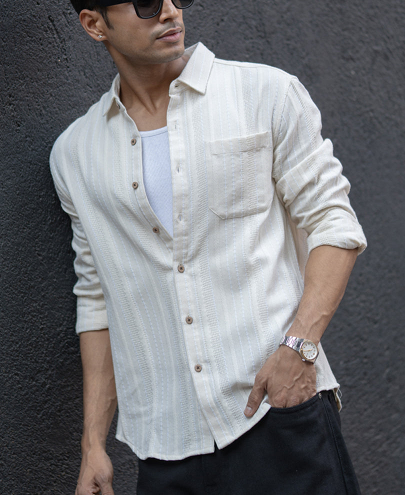 Off White Structure Stripe Shirt.