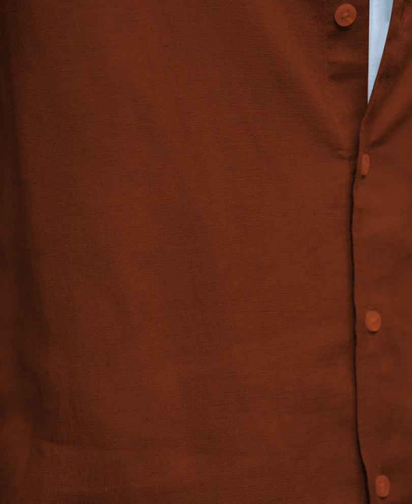 Bombay Brown Linen Blend Shirt.