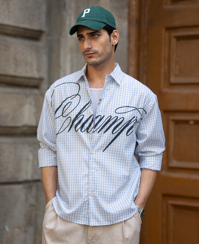 White Micro Checks Printed Shirt