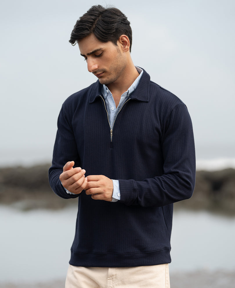 Navy Contrast Collar Polo T-Shirt.
