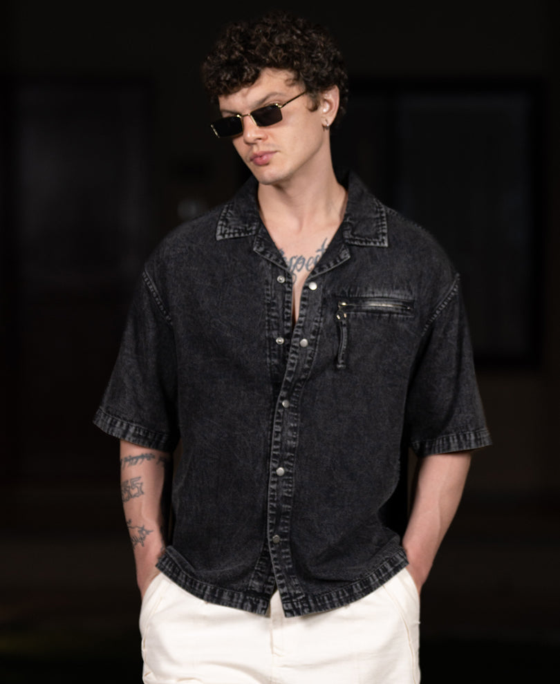 Charcoal Washed Denim Shirt