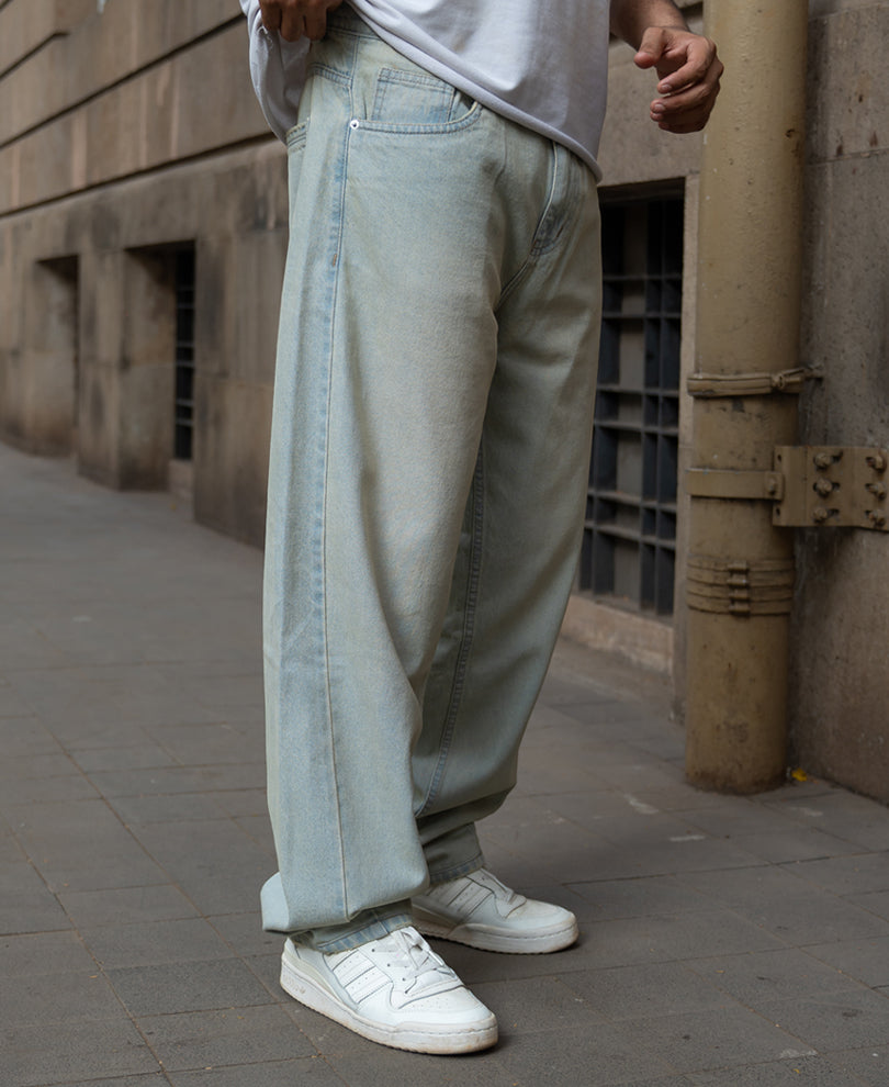 Tinted Blue Barrel Fit Jeans