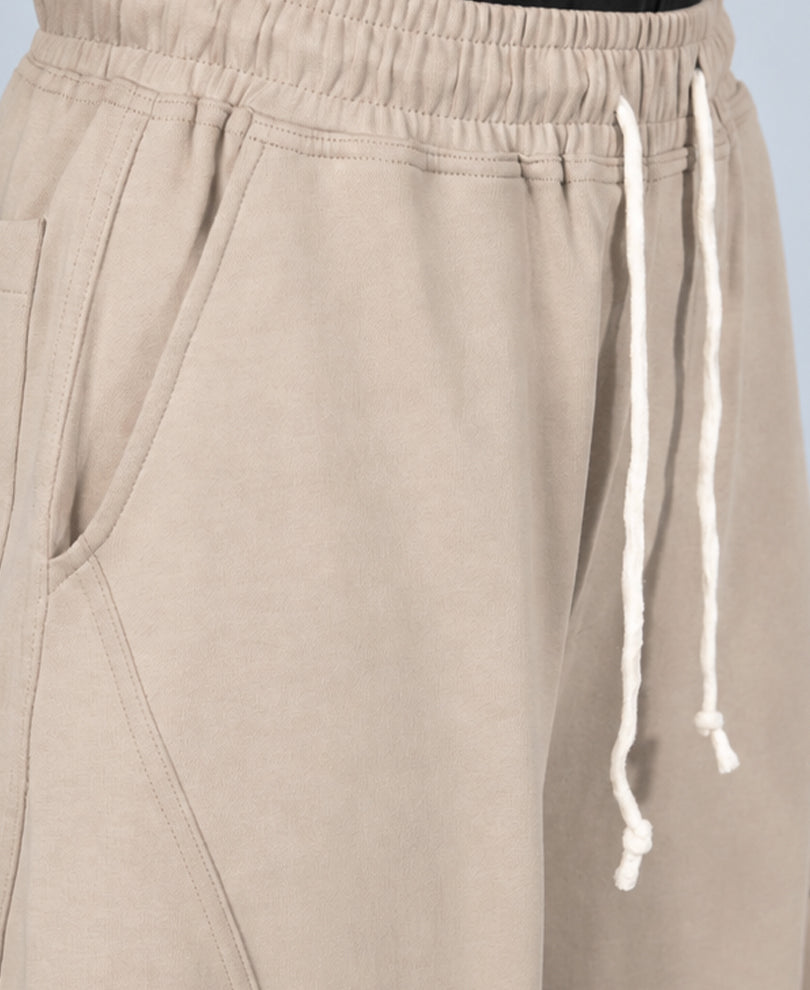Beige Barrel Fit Paneled Trackpants