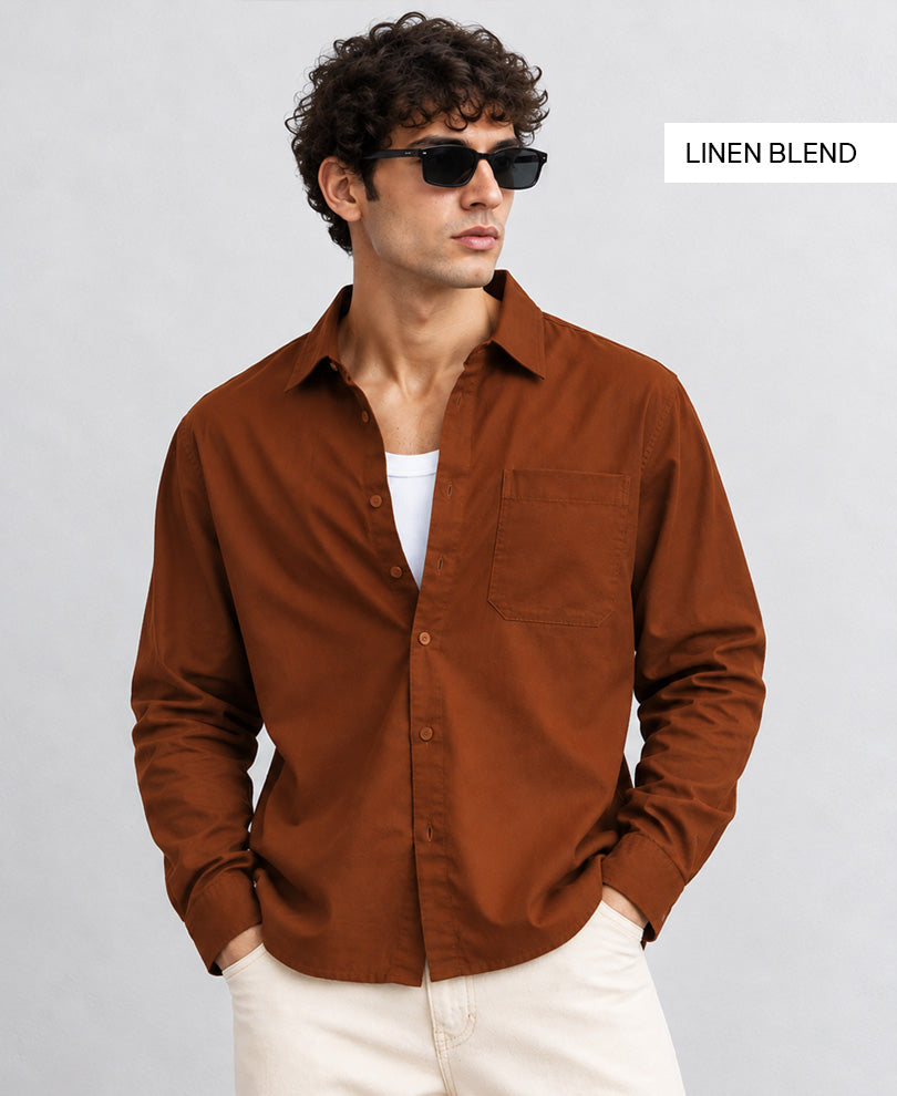 Bombay Brown Linen Blend Shirt