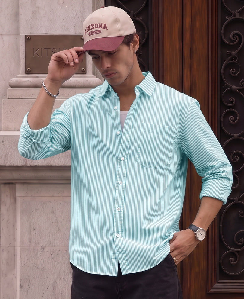 Aqua Oxford Stripe Shirt