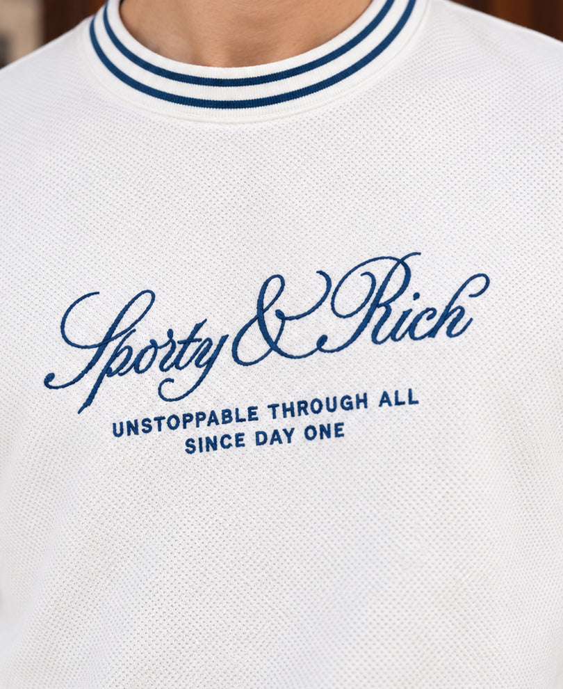 White Structured Embroidered T-Shirt