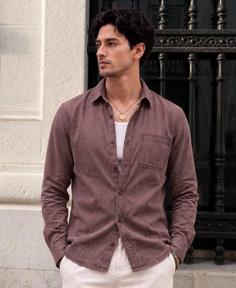 Rust Washed Structured Shirt 100% Cotton