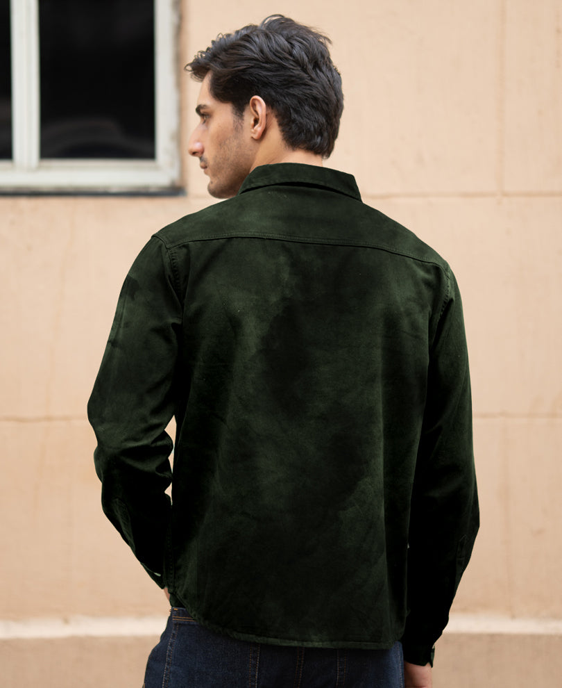 Dark Green Sprayed Shirt.