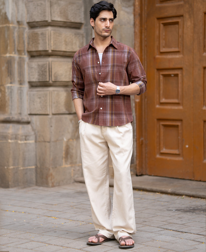 Brown Corduroy Check Shirt.