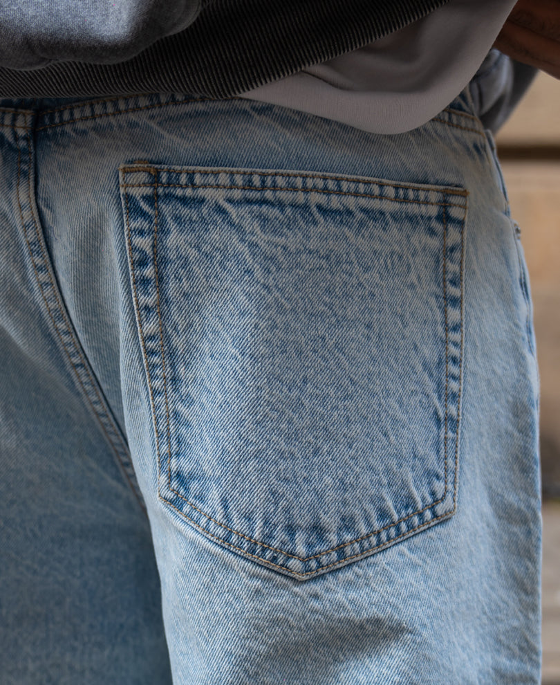 Light Blue Washed Baggy Jeans.