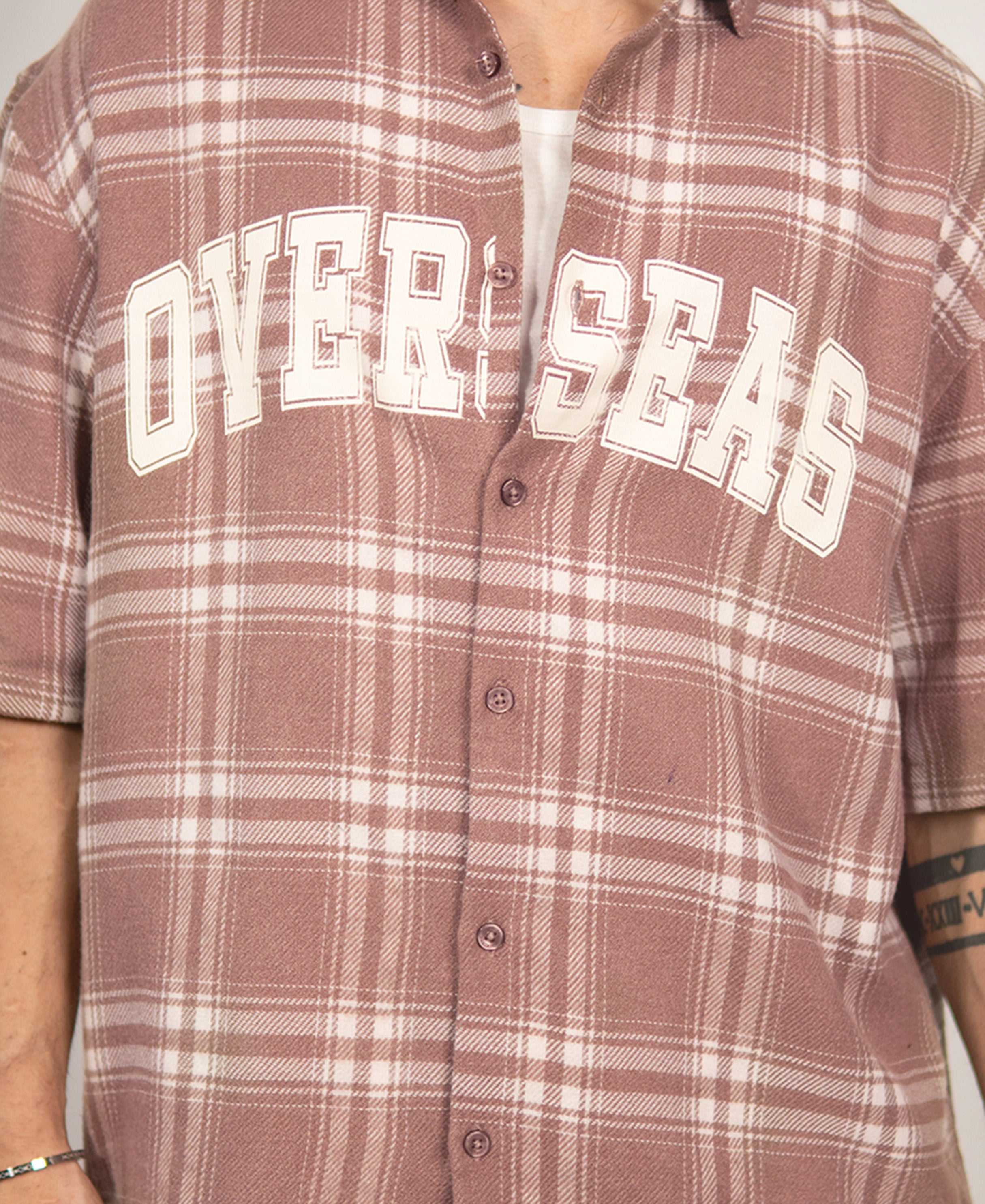 Light Brown Printed Checks Shirt 100% Cotton