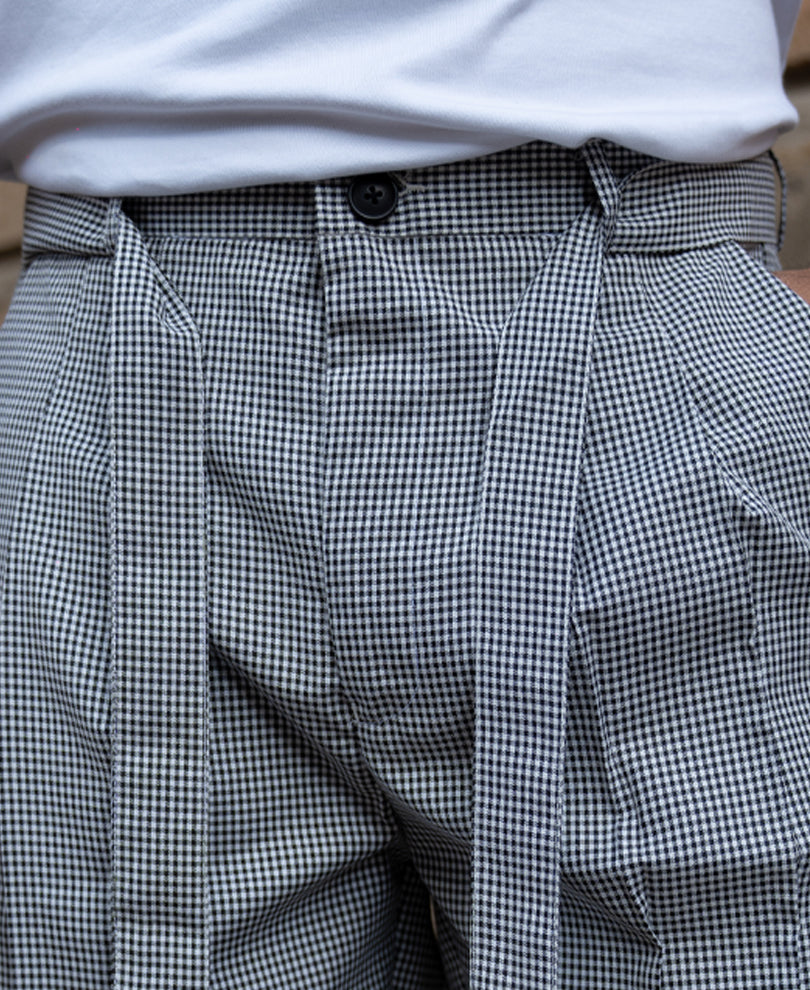 Black And White Micro Checks Trousers