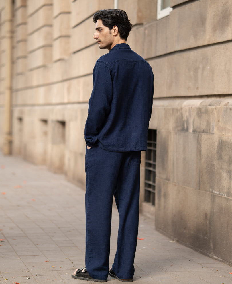 Blue Indigo Washed Cord Set 100% Cotton