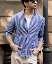Dark Blue Lightweight Stripe Shirt.