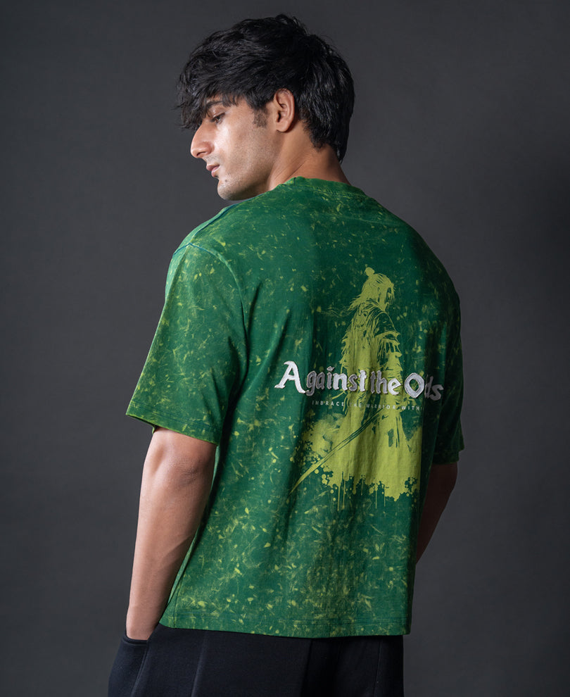 Green Wahed Samurai Print T-Shirt.