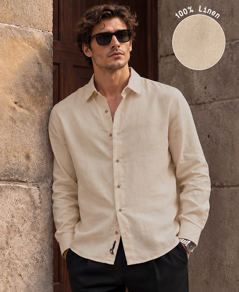 Beige 100% Linen Premium Shirt