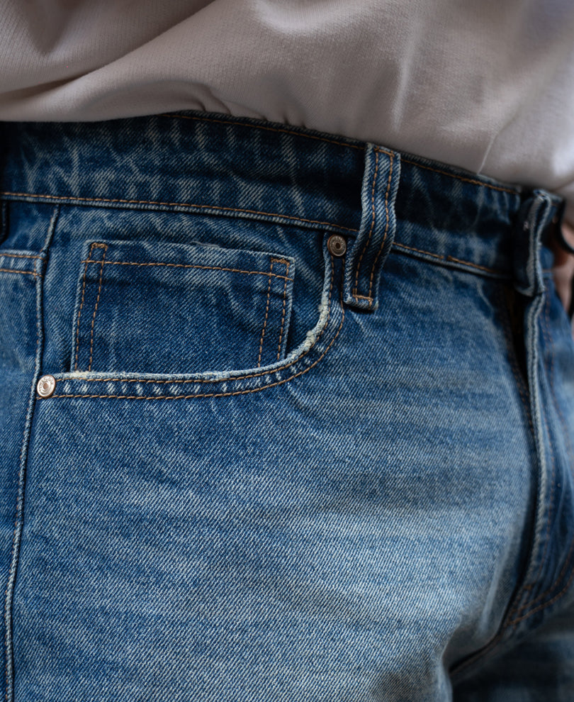 Blue Washed Baggy Jeans.