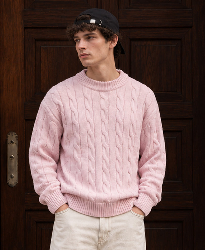 Light Pink Cable Knit Sweater