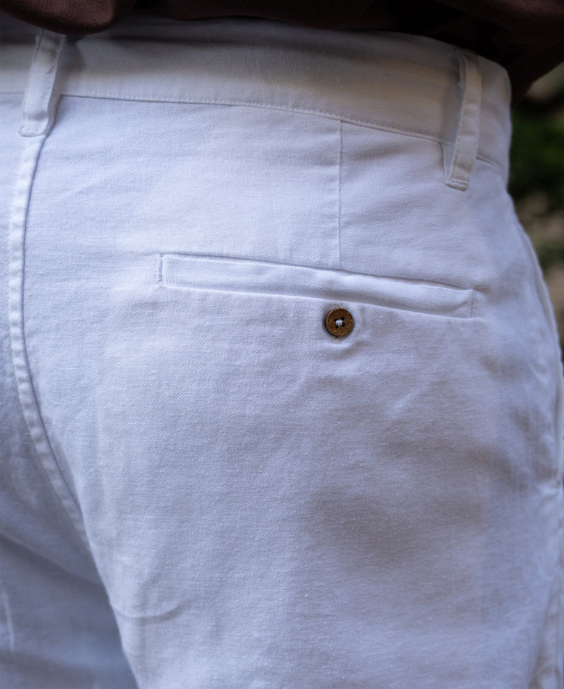 White Linen Pleated Trouser.