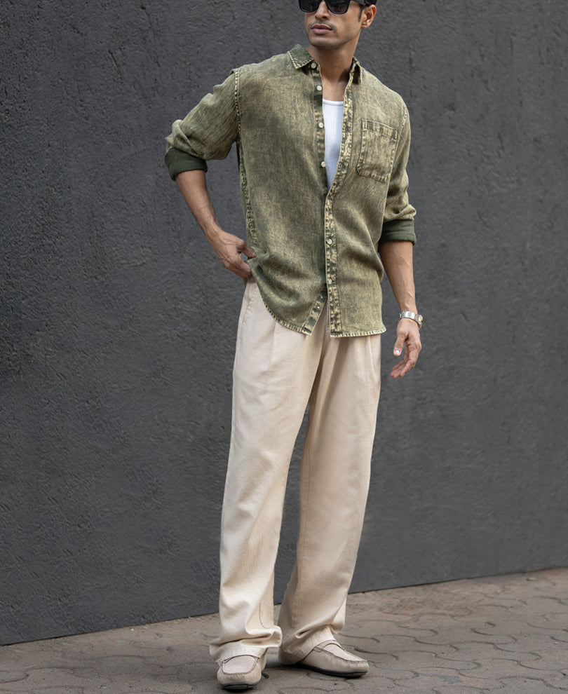 Olive Overdyed Lightweight Shirt.