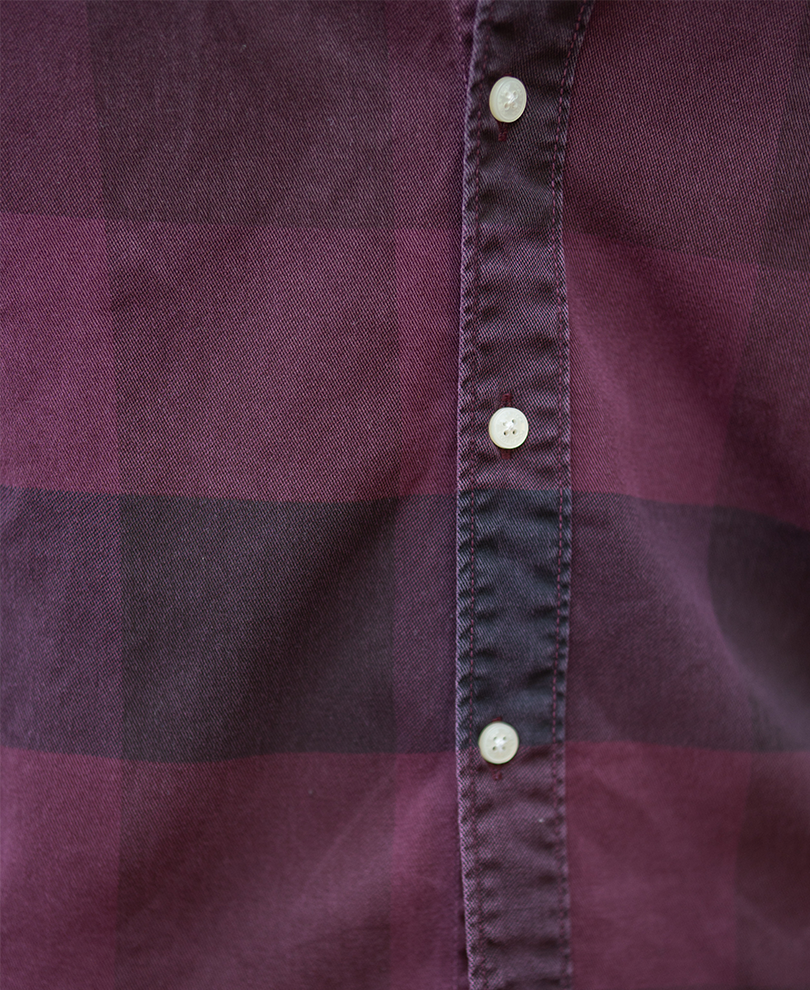 Burgendy Overdyed Checks Shirt