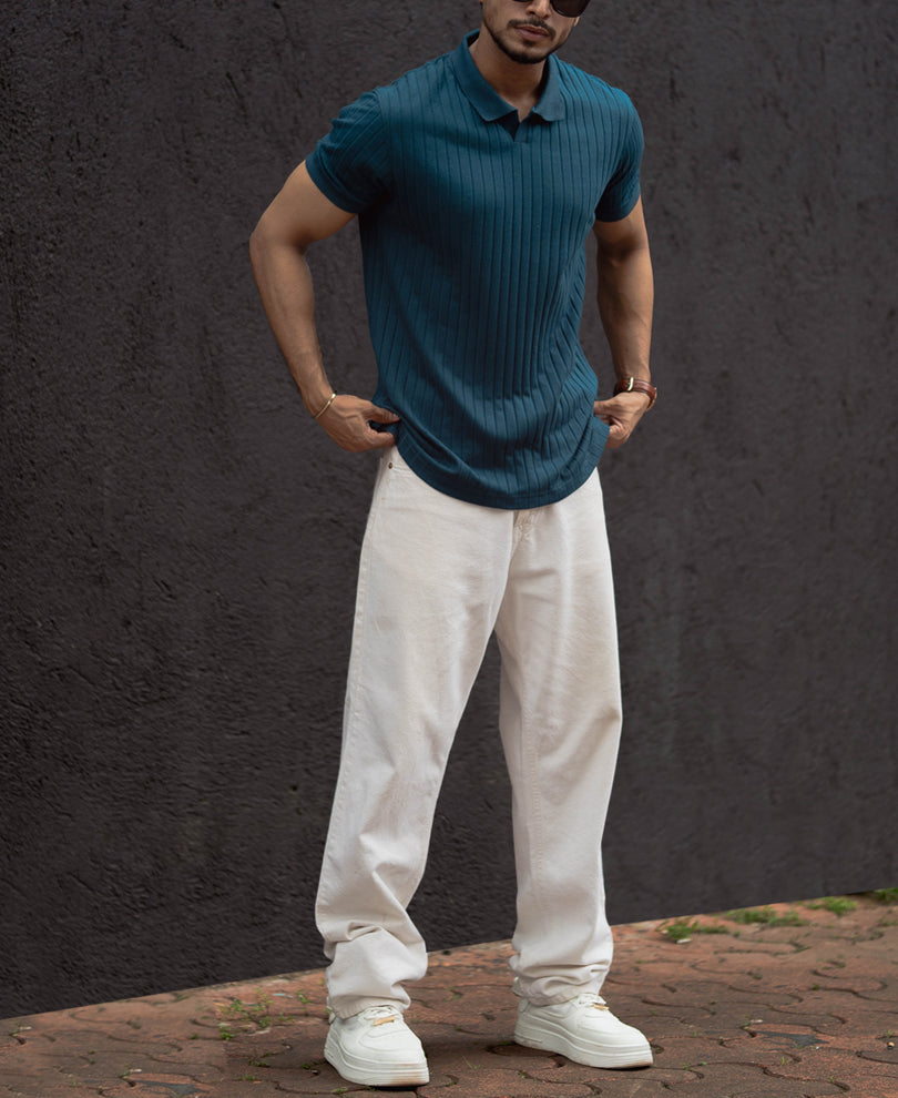 Royal Blue Regular Fit Half Sleeves T-Shirt.